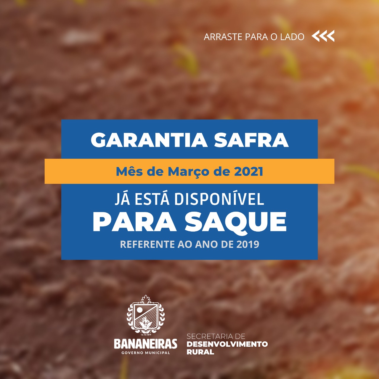 Saque para os beneficiários do Garantia Safra 2019 está disponível