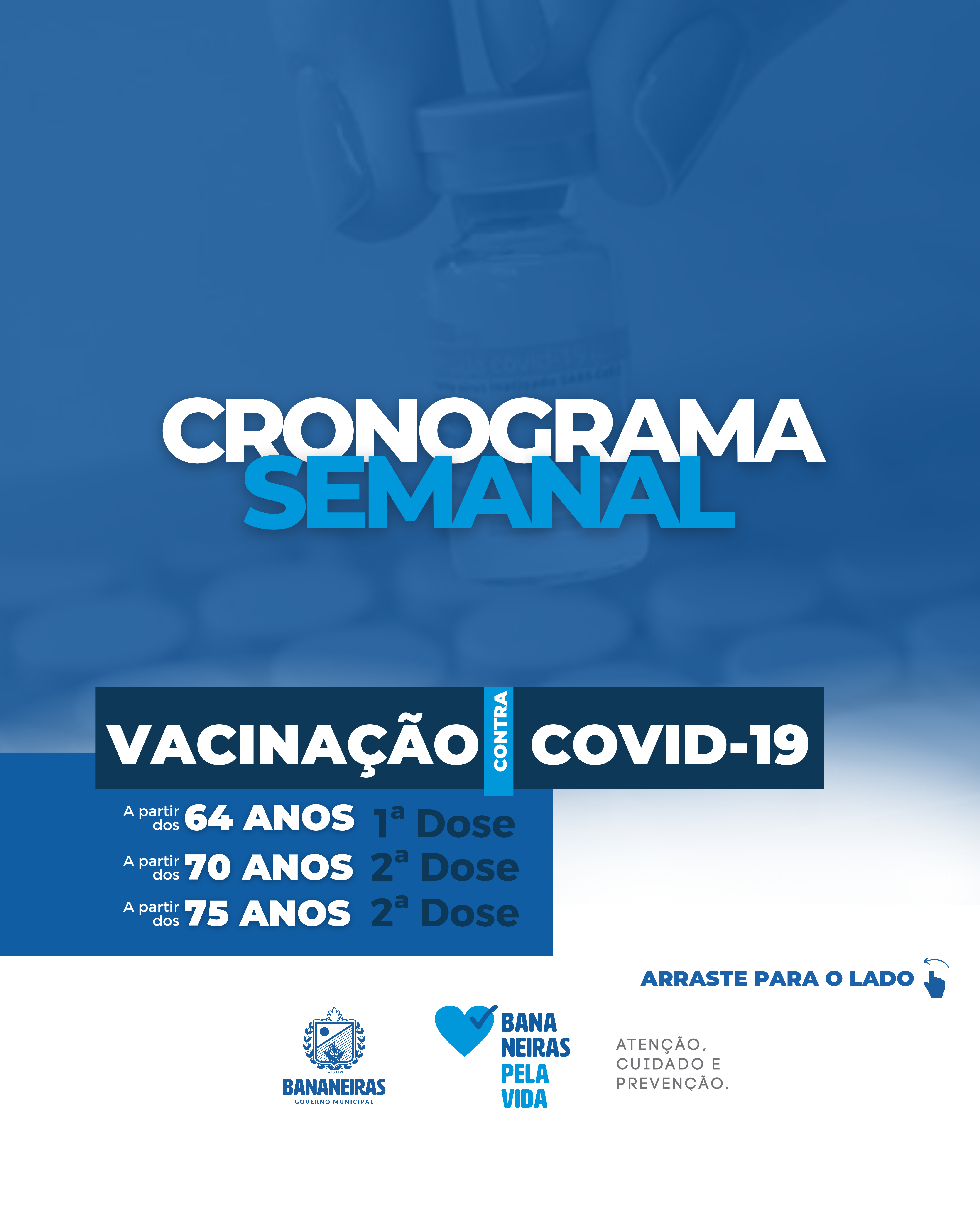 Secretaria de Saúde Municipal divulga cronograma para mais uma semana de imunização contra a COVID-19