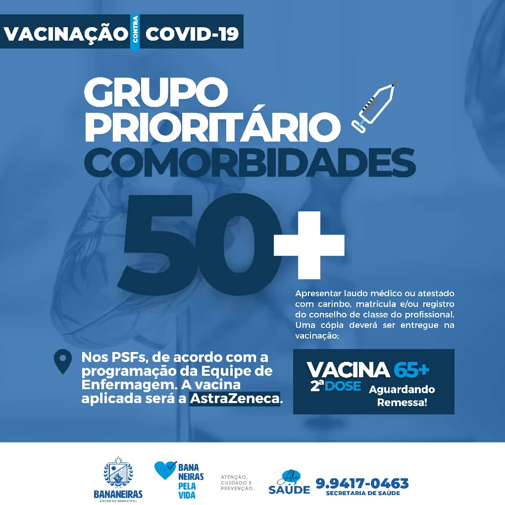 Imunização contra a COVID-19 avança para o público 50+ com comorbidades
